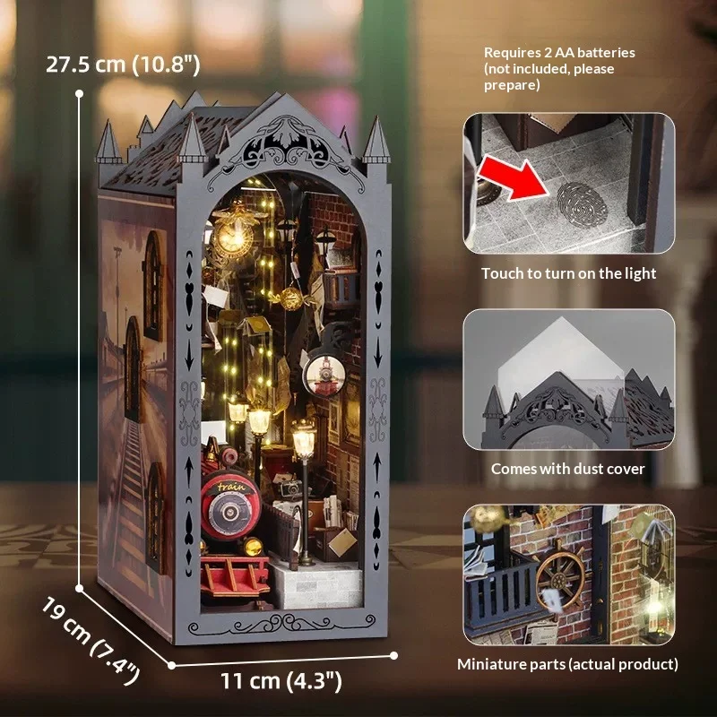 Hogwarts Diy Book Nook Miniature Train Station Model With Led Light Bookshelf Decor Table Ornament Birthday Gift For Adult
Hogwarts Diy Book Nook Miniature Train Station Model With Led Light Bookshelf Decor Table Ornament Birthday Gift For Adult