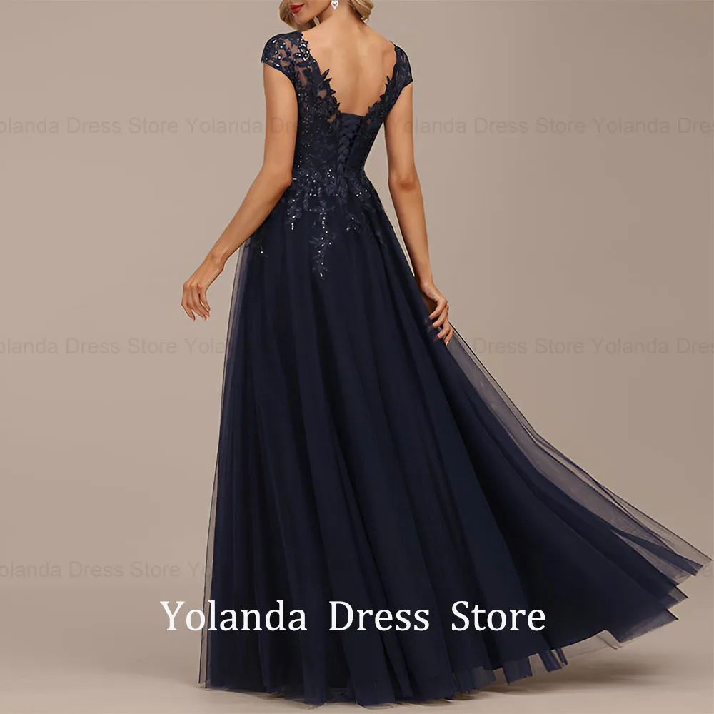 Yolanda Customized 2026 Elegant Mother of The Bride Dresses cap sleeve A Line V Neck Chiffon Lace Sequin Formal Evening Gowns
Yolanda Customized 2026 Elegant Mother of The Bride Dresses cap sleeve A Line V Neck Chiffon Lace Sequin Formal Evening Gowns