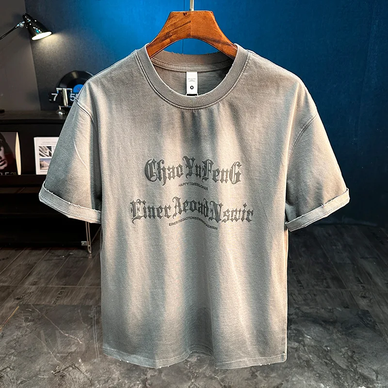 American high street top men's fashionable half sleeved summer loose casual heavyweight short sleeved T-shirt
American high street top men's fashionable half sleeved summer loose casual heavyweight short sleeved T-shirt