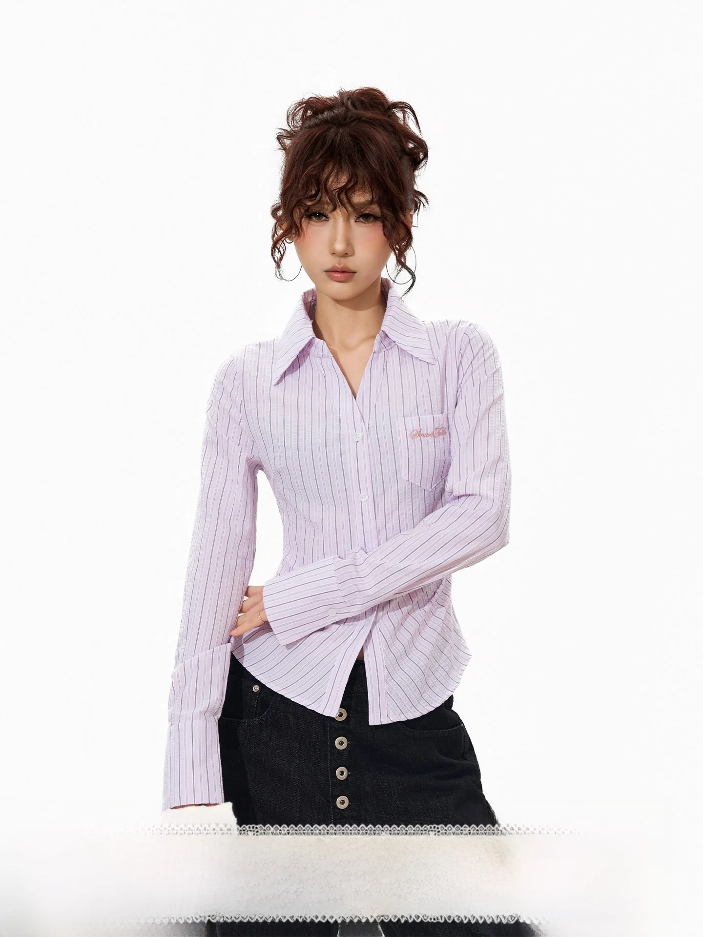 S3T5 Color Block Stripe Pleated Waist Cinching Shoulder Women's Shirt Spring American Hot Girl Pink Short Slim Fit Short Top
S3T5 Color Block Stripe Pleated Waist Cinching Shoulder Women's Shirt Spring American Hot Girl Pink Short Slim Fit Short Top