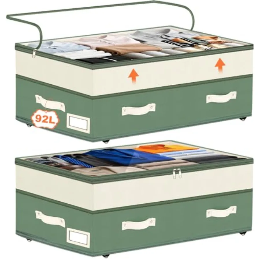 Under Bed Storage with Wheels, 6in-10in Height Adjustable Underbed Storage Containers, 92L XXXL Under Bed Drawers Rolling Bin w
Under Bed Storage with Wheels, 6in-10in Height Adjustable Underbed Storage Containers, 92L XXXL Under Bed Drawers Rolling Bin w
