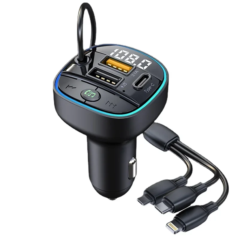 C35 Car MP3 Bluetooth Player with Hands-Free Calling, FM Transmitter, 1-to-3 Cable, Fast Car Charger - All-in-One
C35 Car MP3 Bluetooth Player with Hands-Free Calling, FM Transmitter, 1-to-3 Cable, Fast Car Charger - All-in-One