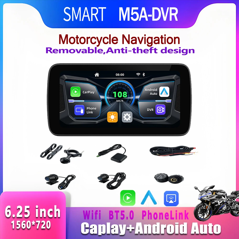 SMART 6.25 Inch New MOTO Navigation GPS WiFi Waterproof Carplay Display Screen for Motorcycle and Android Auto Portable
SMART 6.25 Inch New MOTO Navigation GPS WiFi Waterproof Carplay Display Screen for Motorcycle and Android Auto Portable