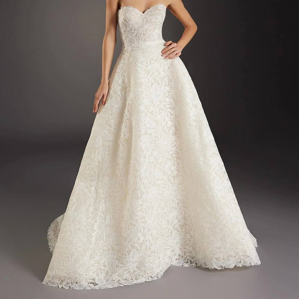 Customized Lace A-Line Evening Dress Strapless Floor Length Sleeveless Zipper Back Panel Train Fashion Vestidos para mujer
Customized Lace A-Line Evening Dress Strapless Floor Length Sleeveless Zipper Back Panel Train Fashion Vestidos para mujer