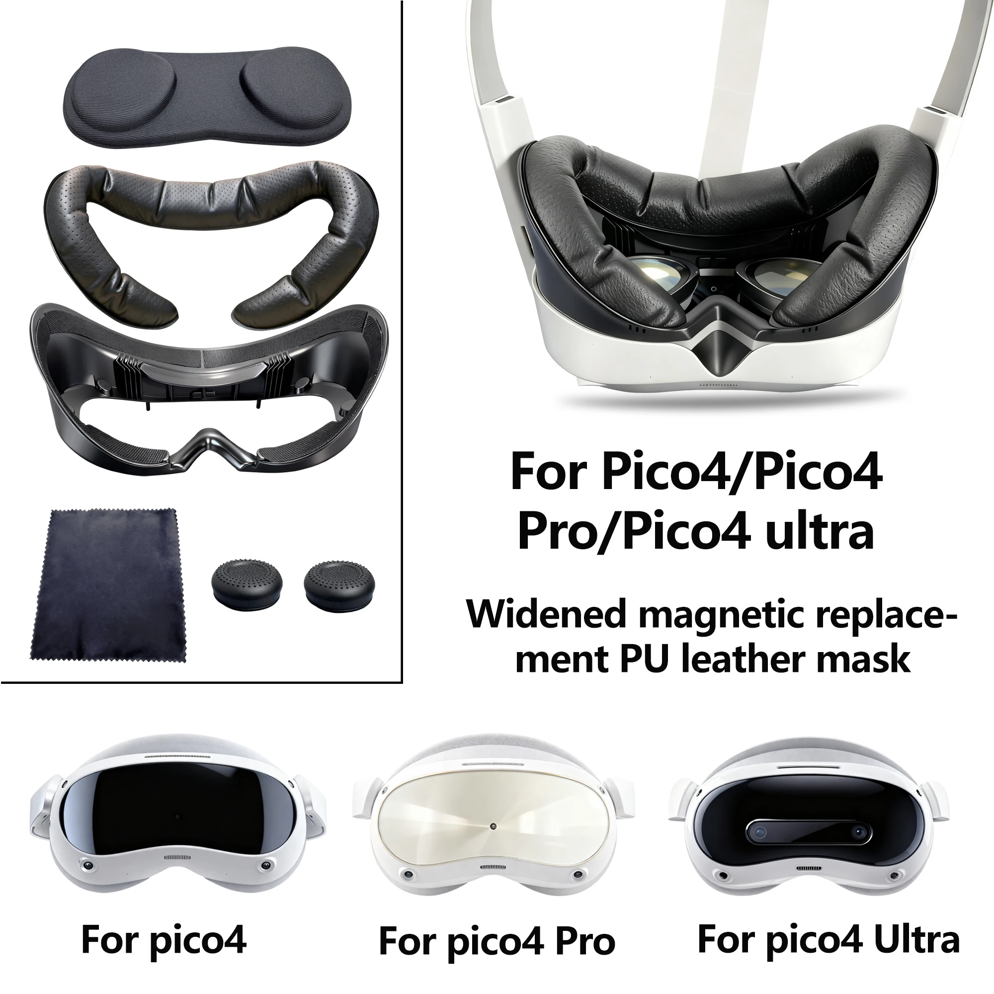 For PICO4 ULTRA Wide Magnetic Replacement Mount Joystick Caps Lens Covers Bundle
For PICO4 ULTRA Wide Magnetic Replacement Mount Joystick Caps Lens Covers Bundle
