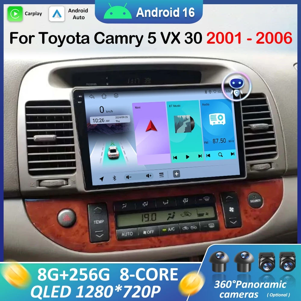 Автомобильный видеомультимедийный радиоплеер для Toyota Camry 5 VX 30 2001 2002 2003-2006 GPS Navi DSP Stereo WiFi BT Carplay Auto Tools
Автомобильный видеомультимедийный радиоплеер для Toyota Camry 5 VX 30 2001 2002 2003-2006 GPS Navi DSP Stereo WiFi BT Carplay Auto Tools