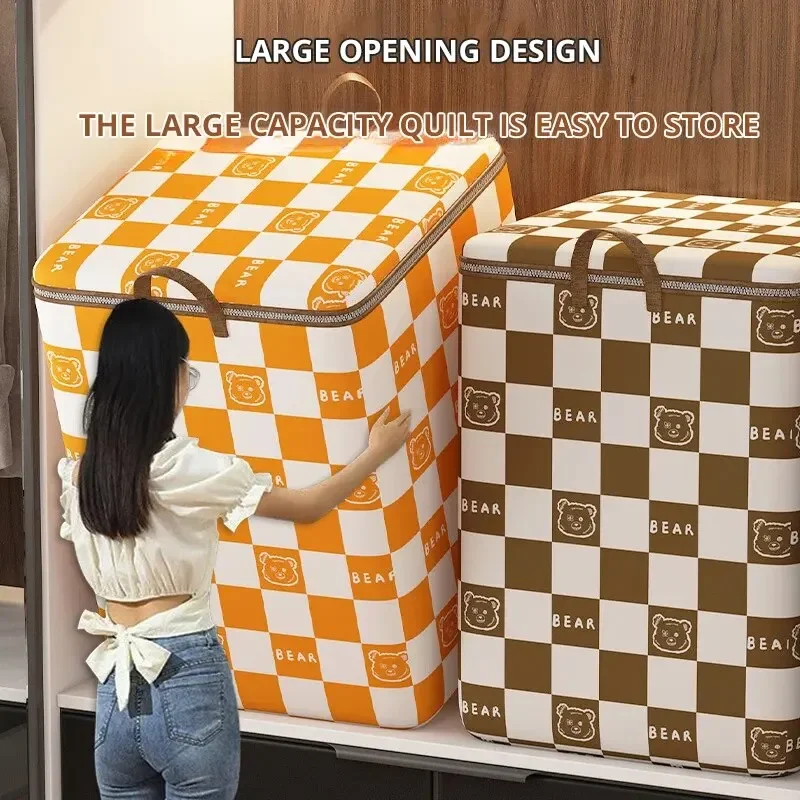 1Pc Portable Large Capacity Quilt Storage Bag Cute Bear Plaid Pattern Clothes Organizer Perfect Home Moving Storage Bag
1Pc Portable Large Capacity Quilt Storage Bag Cute Bear Plaid Pattern Clothes Organizer Perfect Home Moving Storage Bag