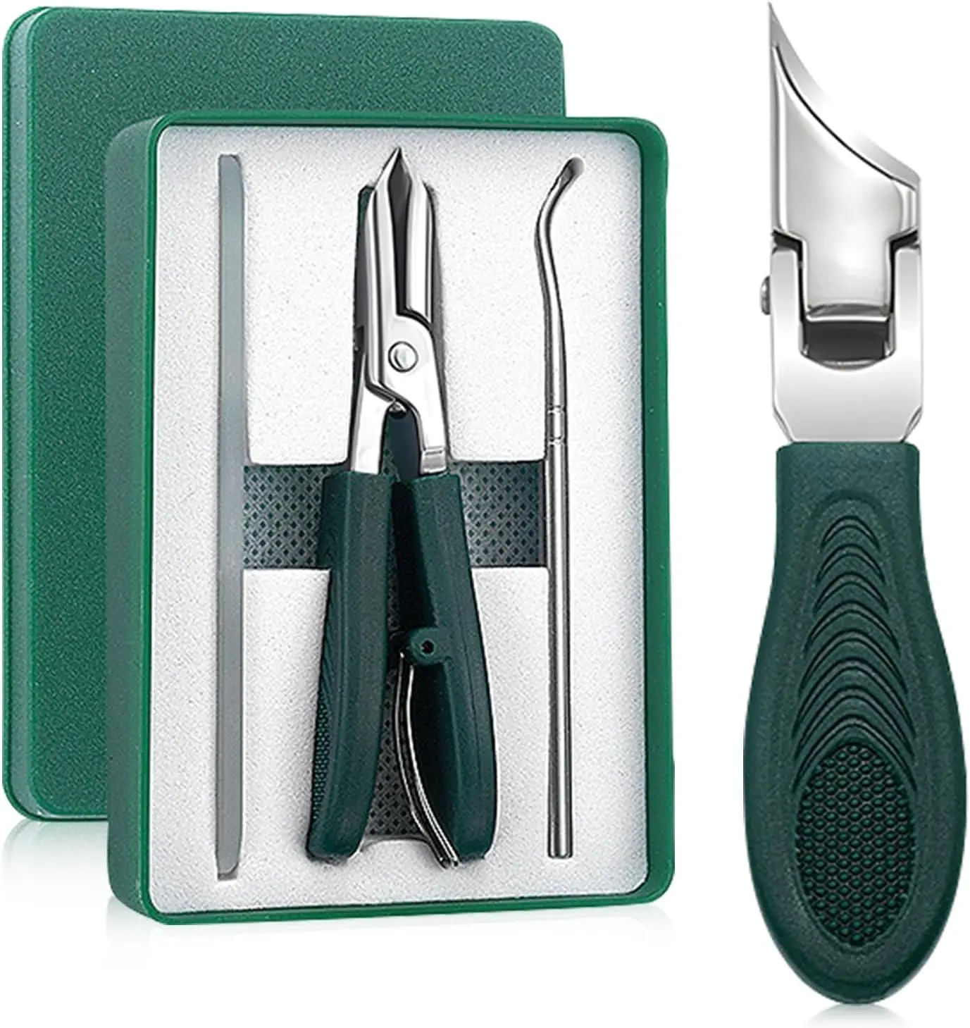 3Pcs Eagle Beak Slanted Nail Clipper Set, Long Handle Wide Jaw Anti-Splash Nail Cutter for Thick Ingrown Nails Senior Nail Care, Green
3Pcs Eagle Beak Slanted Nail Clipper Set, Long Handle Wide Jaw Anti-Splash Nail Cutter for Thick Ingrown Nails Senior Nail Care, Green