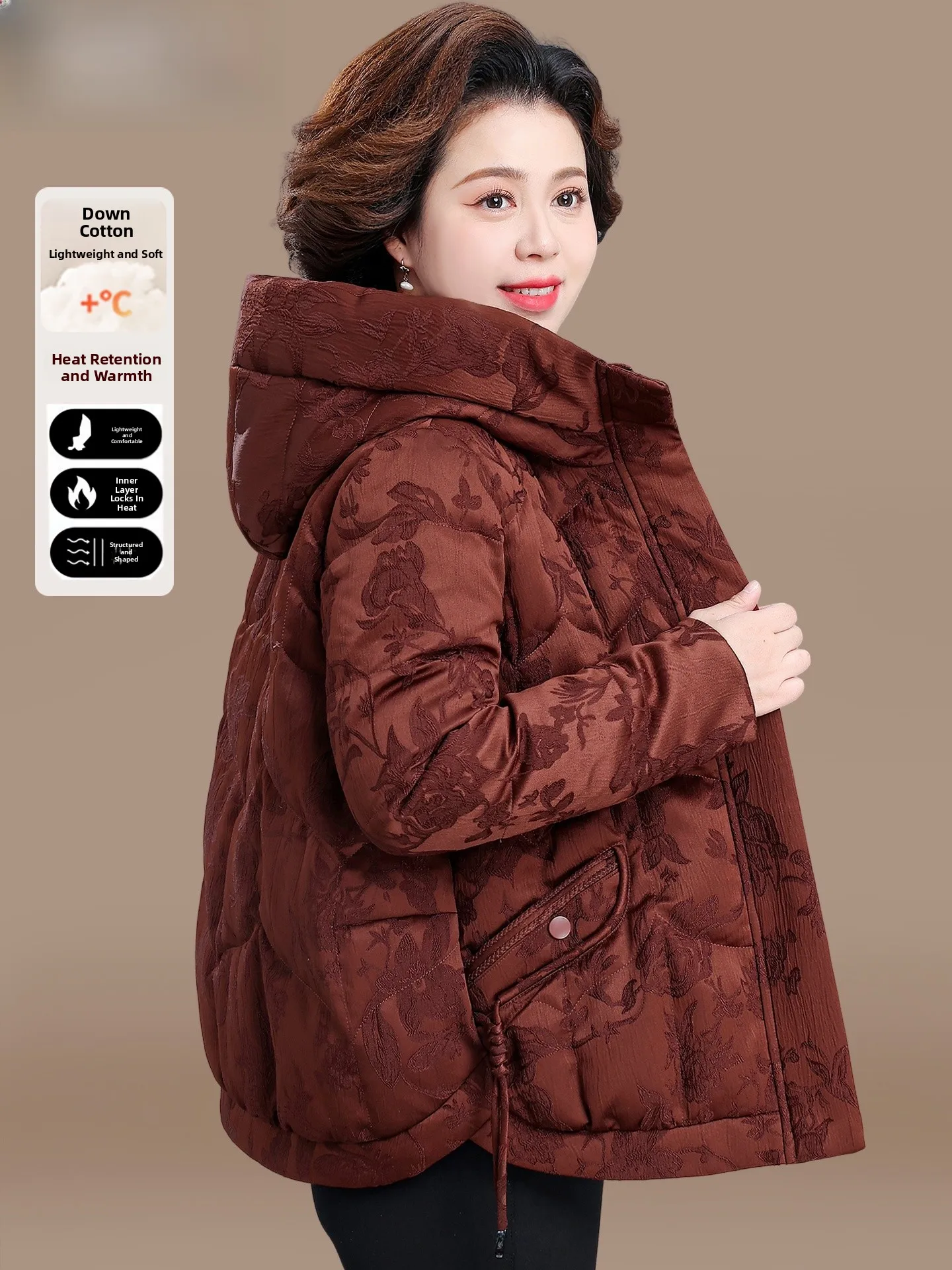 Утепленная хлопковая куртка для женщин старше 50 лет, зимнее теплое пальто свободного кроя на молнии с капюшоном, с цветочным принтом
Утепленная хлопковая куртка для женщин старше 50 лет, зимнее теплое пальто свободного кроя на молнии с капюшоном, с цветочным принтом