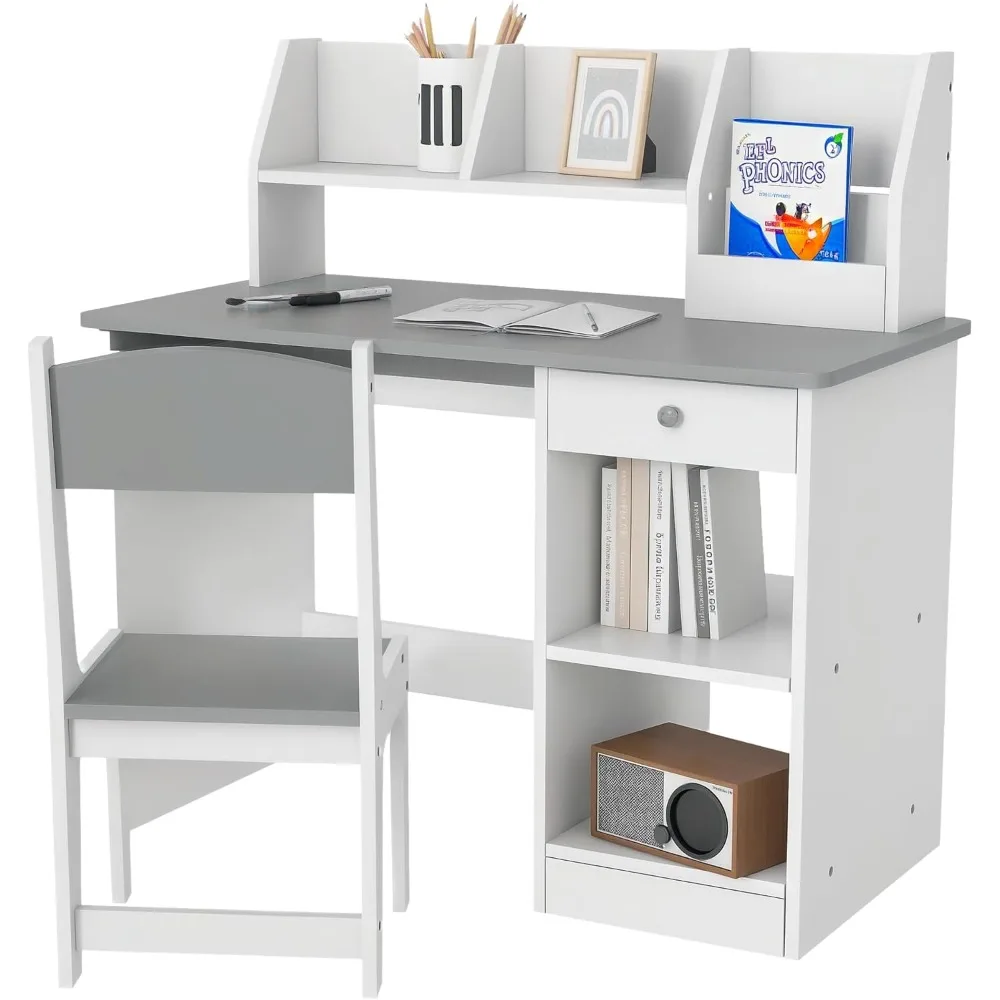 Kids Desk And Chair Set With Storage, Study Desk With Chair For Children 5-8 Years Old, Gray
Kids Desk And Chair Set With Storage, Study Desk With Chair For Children 5-8 Years Old, Gray
