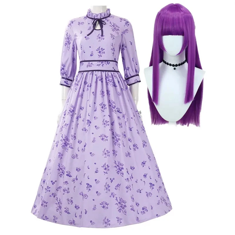 Euro 7 Cos Women Halloween Party Anime Witch Fern Cosplay Floral Print Dress Costume Or Purple Wig 【【【2
Euro 7 Cos Women Halloween Party Anime Witch Fern Cosplay Floral Print Dress Costume Or Purple Wig 【【【2