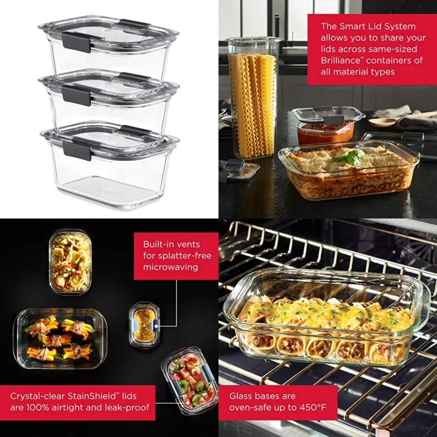 Brilliance Glass Storage 4.7-Cup Food Containers with Lids Set of 3 Clear
Brilliance Glass Storage 4.7-Cup Food Containers with Lids Set of 3 Clear