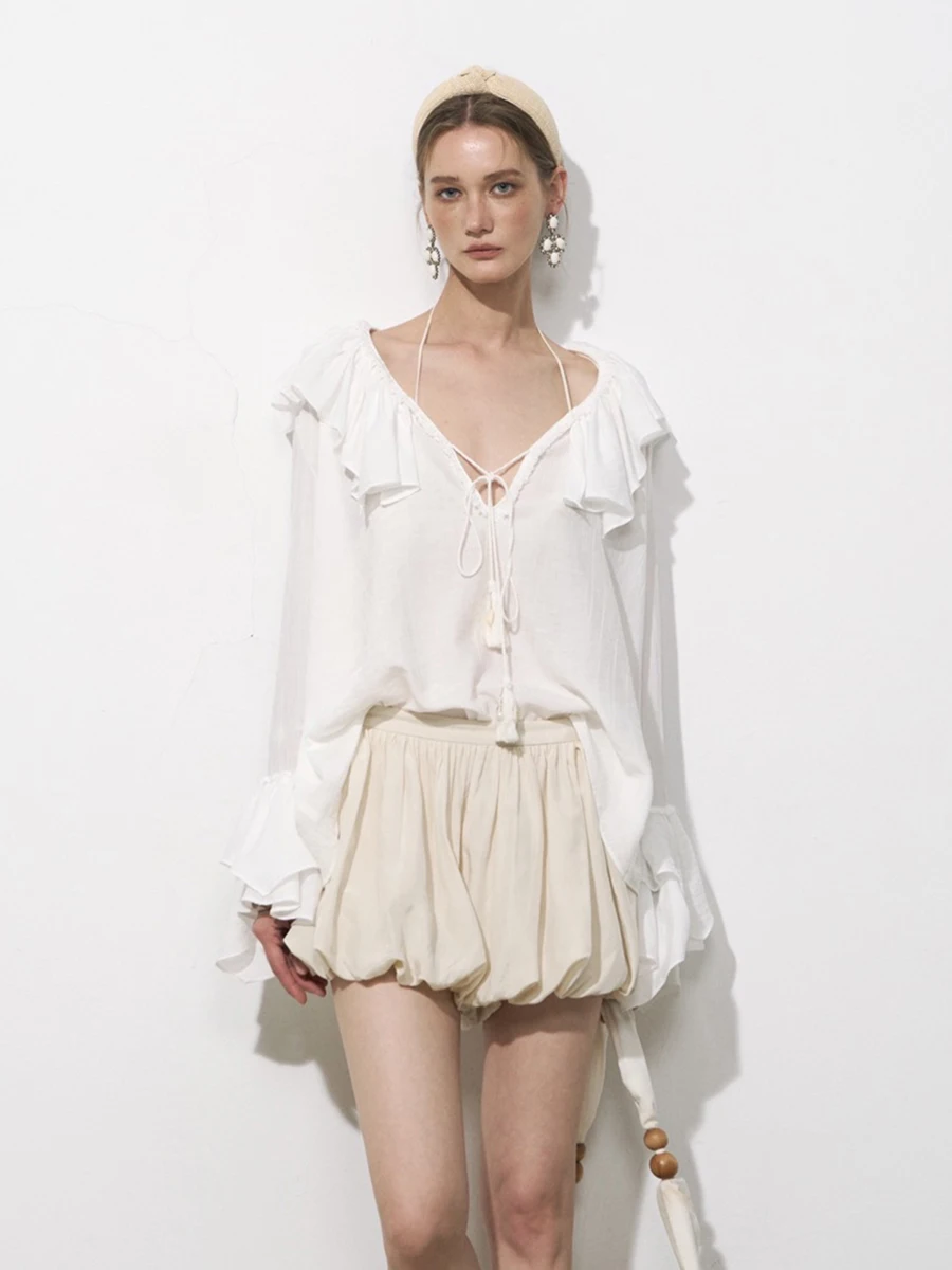 DeeSicile Ethereal Countryside Vaion Sle White V-ne Ruffle irt Women's Top Breathable Lenzing Fabric French Sle...
DeeSicile Ethereal Countryside Vaion Sle White V-ne Ruffle irt Women's Top Breathable Lenzing Fabric French Sle...