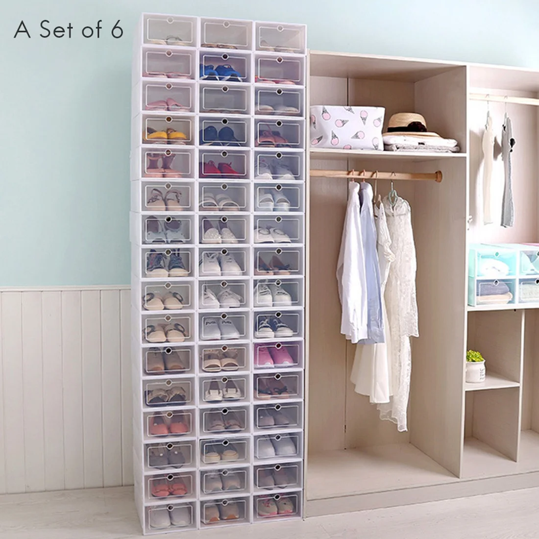 AA21-6-Piece Candy Color Shoe Box, Transparent Plastic Shoe Storage Box, Shoe Cabinet Storage Drawer Rectangle
AA21-6-Piece Candy Color Shoe Box, Transparent Plastic Shoe Storage Box, Shoe Cabinet Storage Drawer Rectangle