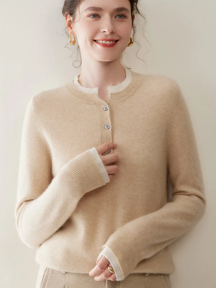 TLOML Women 100% Cashmere Sweater O-neck False Two-piece Half Buttons Pullover Autumn Winter Soft Warm Knitwear Basics Solid Top
TLOML Women 100% Cashmere Sweater O-neck False Two-piece Half Buttons Pullover Autumn Winter Soft Warm Knitwear Basics Solid Top