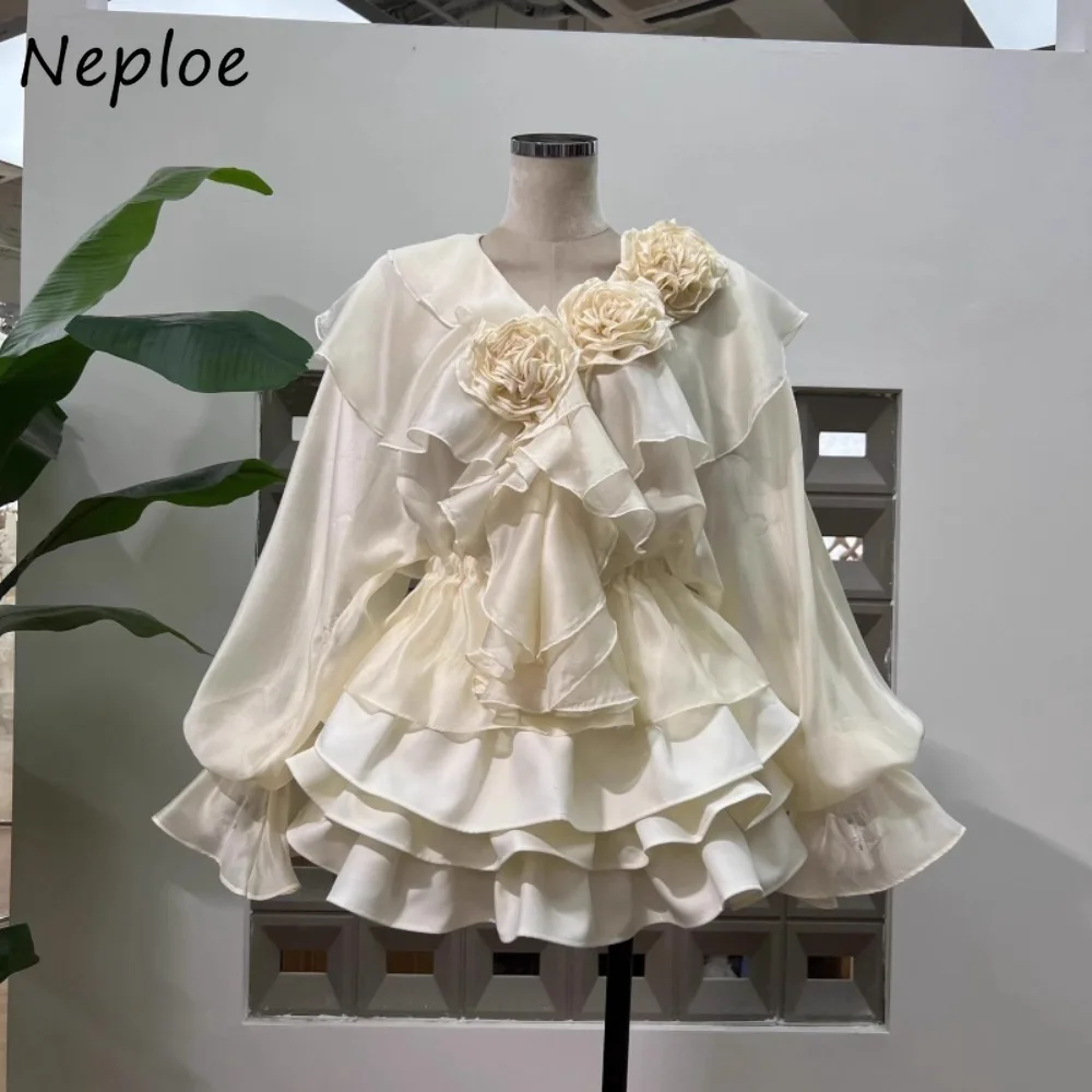 Neploe Gentle Korea Chic Slim Waist Women Clothing Ruffles 3D Flower Small Fellow Pullover Short Top All-match Fresh Solid Mujer
Neploe Gentle Korea Chic Slim Waist Women Clothing Ruffles 3D Flower Small Fellow Pullover Short Top All-match Fresh Solid Mujer