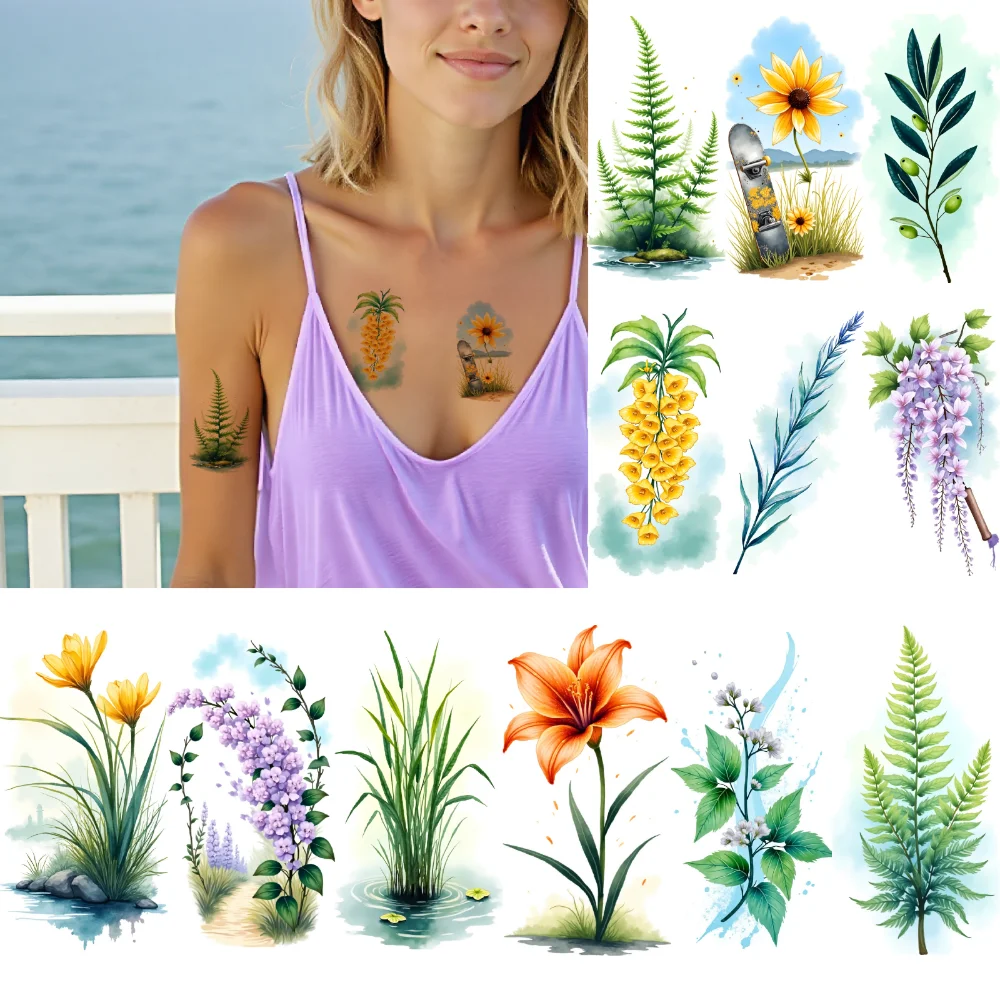 9 шт. временных татуировок, цветочные татуировки, водостойкие, долговечные наклейки для тела, дизайн с травами, иллюстрация пшеницы, для девочек, на плечи
9 шт. временных татуировок, цветочные татуировки, водостойкие, долговечные наклейки для тела, дизайн с травами, иллюстрация пшеницы, для девочек, на плечи