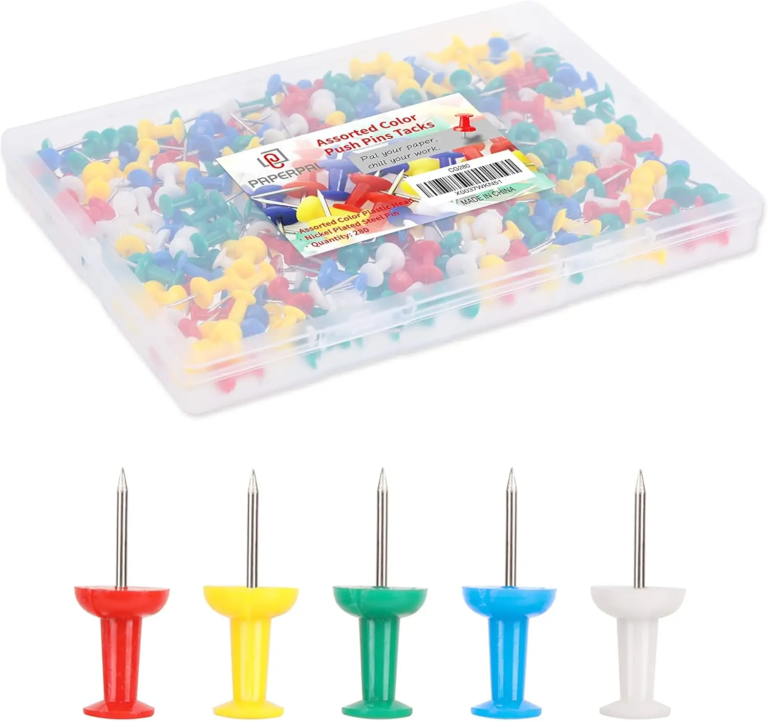 280 Assorted Color Push Pins for Cork Board, Thumb Tacks for Wall Hangings, Office School Use
280 Assorted Color Push Pins for Cork Board, Thumb Tacks for Wall Hangings, Office School Use