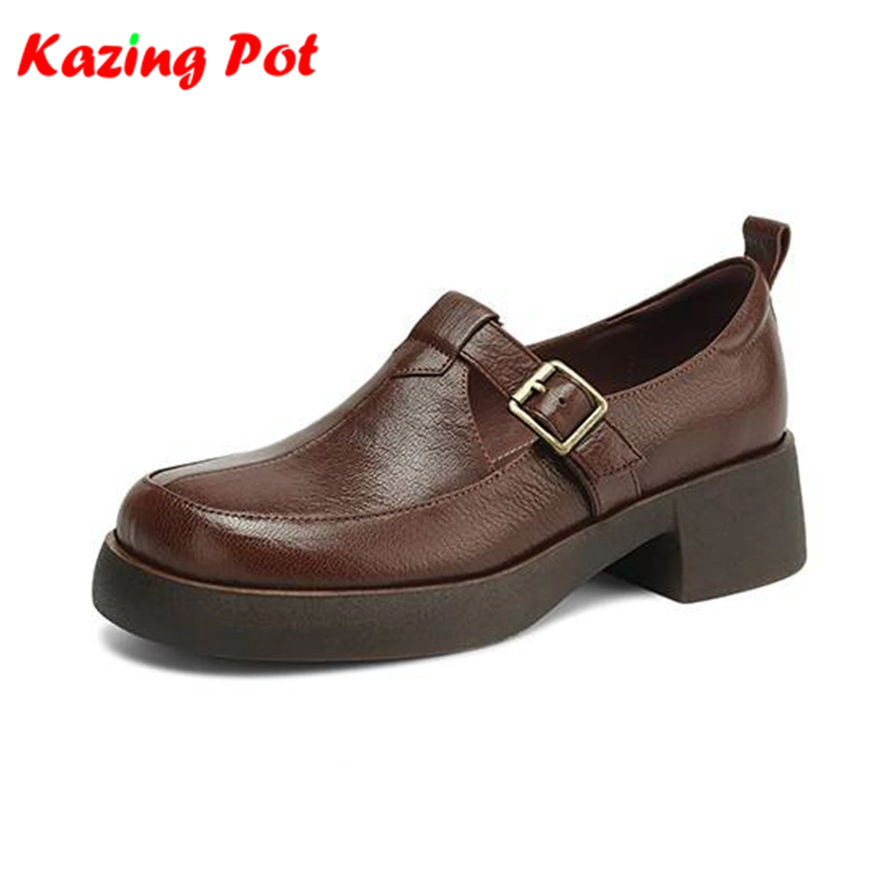 Krazing Pot 2025 High Quality Sheep Skin Round Toe Thick Heels Buckle Straps Modern Shoes Belt Buckle Mature Vintage Women Pumps
Krazing Pot 2025 High Quality Sheep Skin Round Toe Thick Heels Buckle Straps Modern Shoes Belt Buckle Mature Vintage Women Pumps
