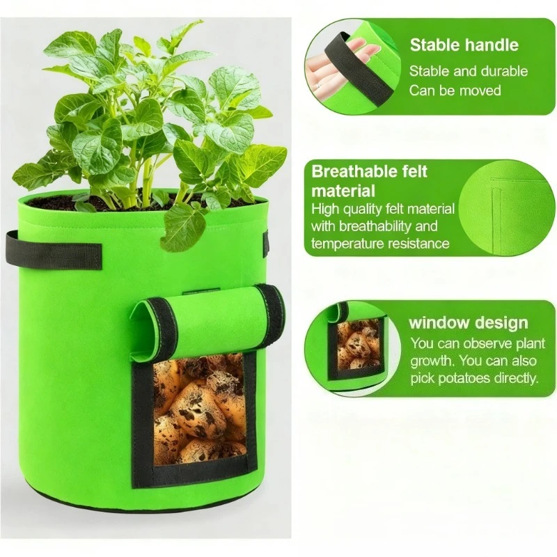 1PC Felt Potato Planting Bag Large Diameter Vegetable Plant Seedling Bag Non-Woven Felt Potato Growing Bucket
1PC Felt Potato Planting Bag Large Diameter Vegetable Plant Seedling Bag Non-Woven Felt Potato Growing Bucket