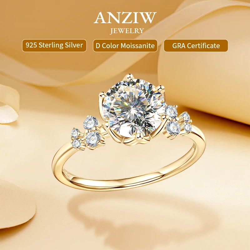 Anziw 8mm 2.0ct D Moissanite Ring for Women 18k Gold Plated 925 Sliver Engagement Wedding Rings Finger Promise Jewelry 2025 New
Anziw 8mm 2.0ct D Moissanite Ring for Women 18k Gold Plated 925 Sliver Engagement Wedding Rings Finger Promise Jewelry 2025 New