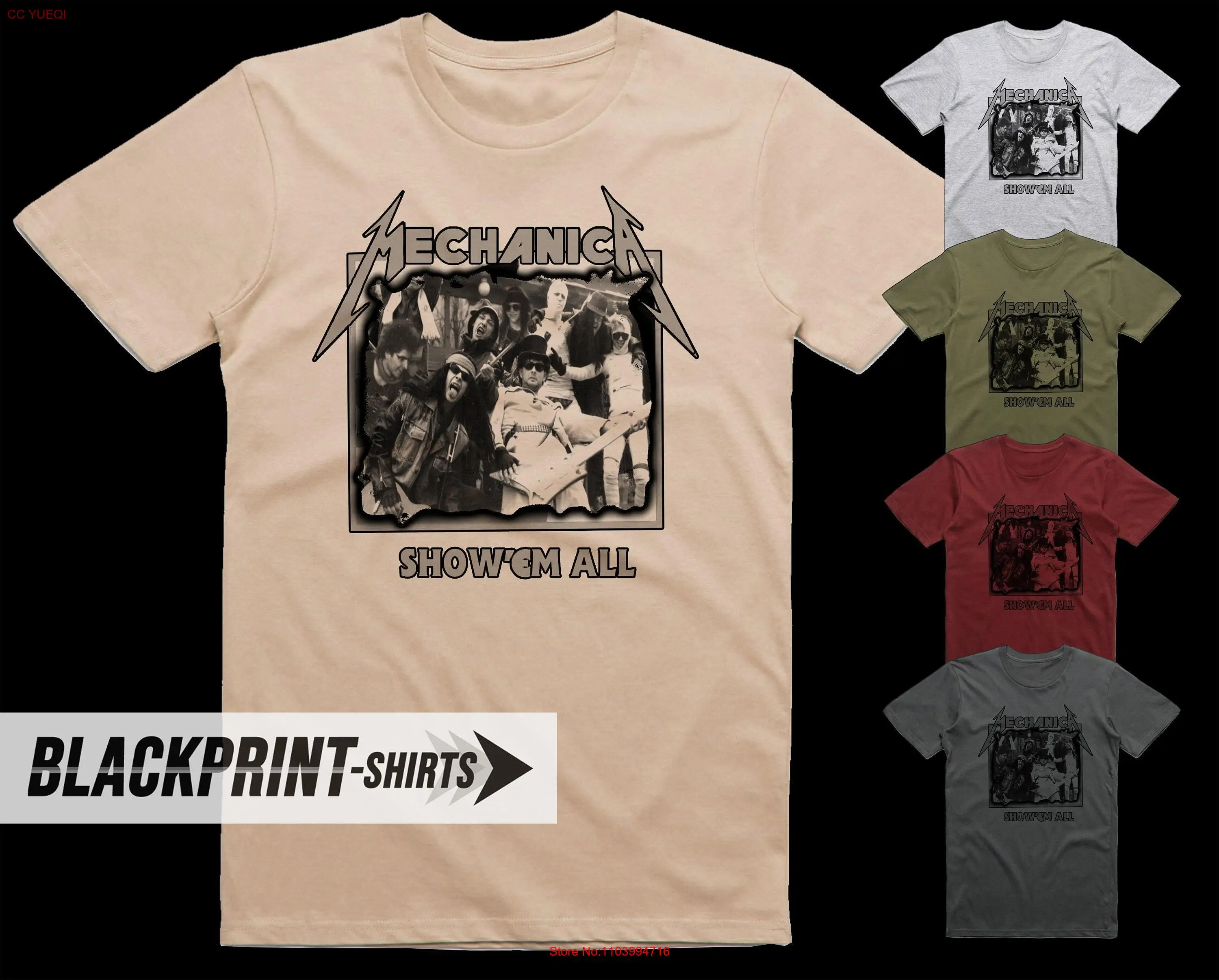 Mechanica Show'em All V1 T Shirt cotton Men's sizes S 5XL 18 colors poster band album cover long or short sleeves
Mechanica Show'em All V1 T Shirt cotton Men's sizes S 5XL 18 colors poster band album cover long or short sleeves