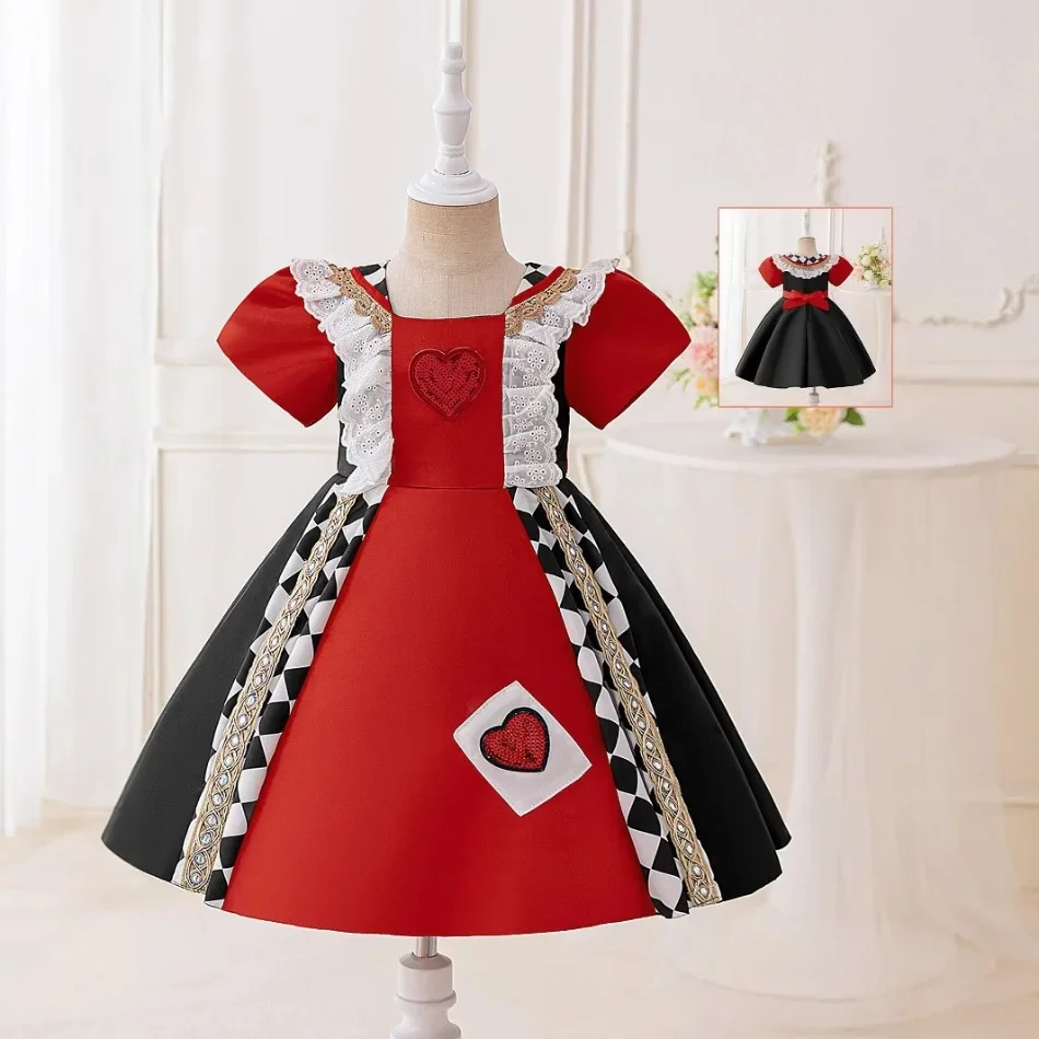 Red Queen of Hearts Girl Costume Alice in Wonderland Fancy Party Dress Halloween Lace Birthday Christmas Prom Gown Kids Clothes
Red Queen of Hearts Girl Costume Alice in Wonderland Fancy Party Dress Halloween Lace Birthday Christmas Prom Gown Kids Clothes