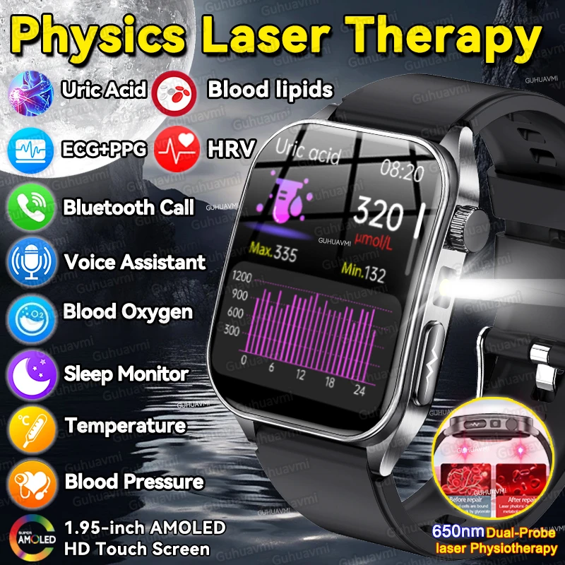 2025 New Uric Acid 650nm Laser Therapy HD Diagnosis Smartwatch For Men ECG+PPG Blood Pressure Lipid Heart rate Smart Watch Women
2025 New Uric Acid 650nm Laser Therapy HD Diagnosis Smartwatch For Men ECG+PPG Blood Pressure Lipid Heart rate Smart Watch Women