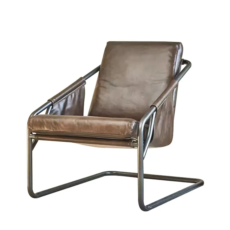 High-end medieval single sofa chair retro oil wax leather leisure chair wabi sandy wind stainless steel
High-end medieval single sofa chair retro oil wax leather leisure chair wabi sandy wind stainless steel