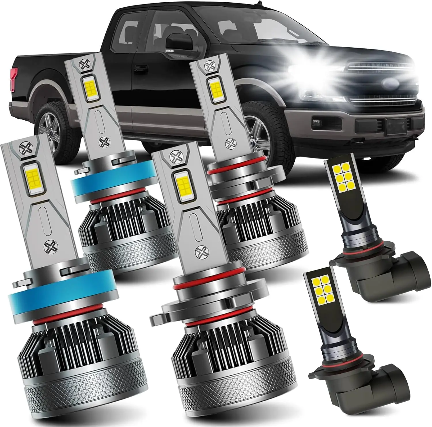 Universal LED Headlight and Fog Light Bulbs Combo Pack, 6000K White Super Bright, Plug-and-Play for Ford F150 2015-2023 Models
Universal LED Headlight and Fog Light Bulbs Combo Pack, 6000K White Super Bright, Plug-and-Play for Ford F150 2015-2023 Models