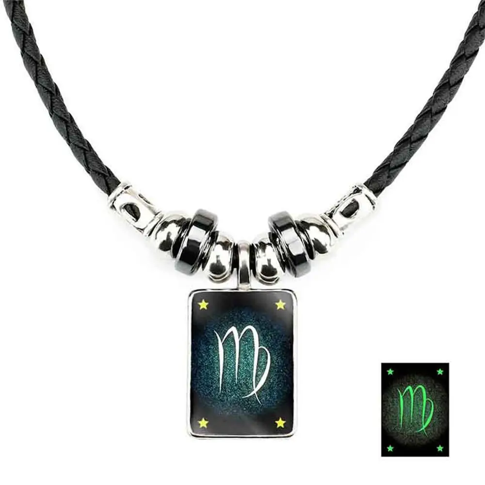 PU Leather Chain For Girls Glass Luminous Korean Neck Jewelry Men Necklaces Woman Clavicle Choker 12 Constellation Necklaces 
PU Leather Chain For Girls Glass Luminous Korean Neck Jewelry Men Necklaces Woman Clavicle Choker 12 Constellation Necklaces