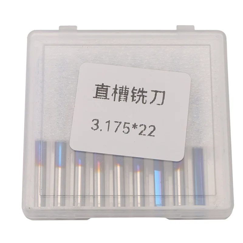 ABPQ-10Pcs 3.175 Shank Blue Coated Straight End Mill 2 Flute Carbide Milling Cutter For Wood MDF Plastic CNC Engraving Bit
ABPQ-10Pcs 3.175 Shank Blue Coated Straight End Mill 2 Flute Carbide Milling Cutter For Wood MDF Plastic CNC Engraving Bit