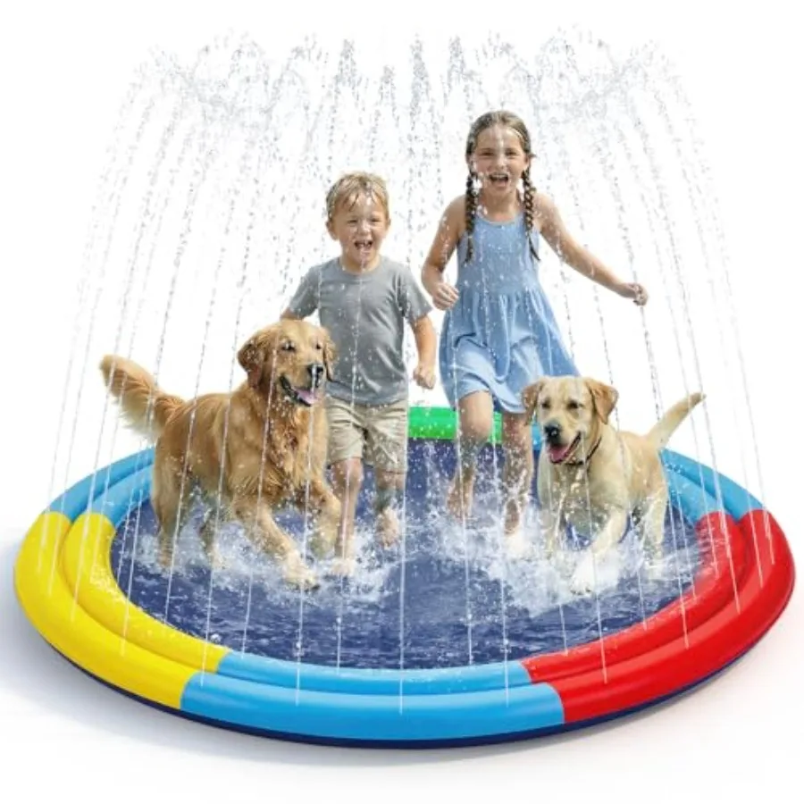 Splash Pad for and Dogs, 78" Extra Large Non-Slip Thicker Sprinkler Mat, Backyard Outdoor Lawn Water Toys, Durable Summer Fount
Splash Pad for and Dogs, 78" Extra Large Non-Slip Thicker Sprinkler Mat, Backyard Outdoor Lawn Water Toys, Durable Summer Fount