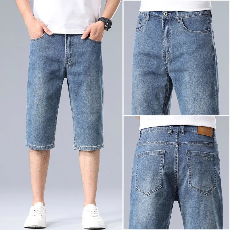 Summer Men's Denim Shorts,daily Soft and Comfortable Knee Length Straight Leg Pants, Fashionable and Simple Ice Silk Thin Shorts
Summer Men's Denim Shorts,daily Soft and Comfortable Knee Length Straight Leg Pants, Fashionable and Simple Ice Silk Thin Shorts