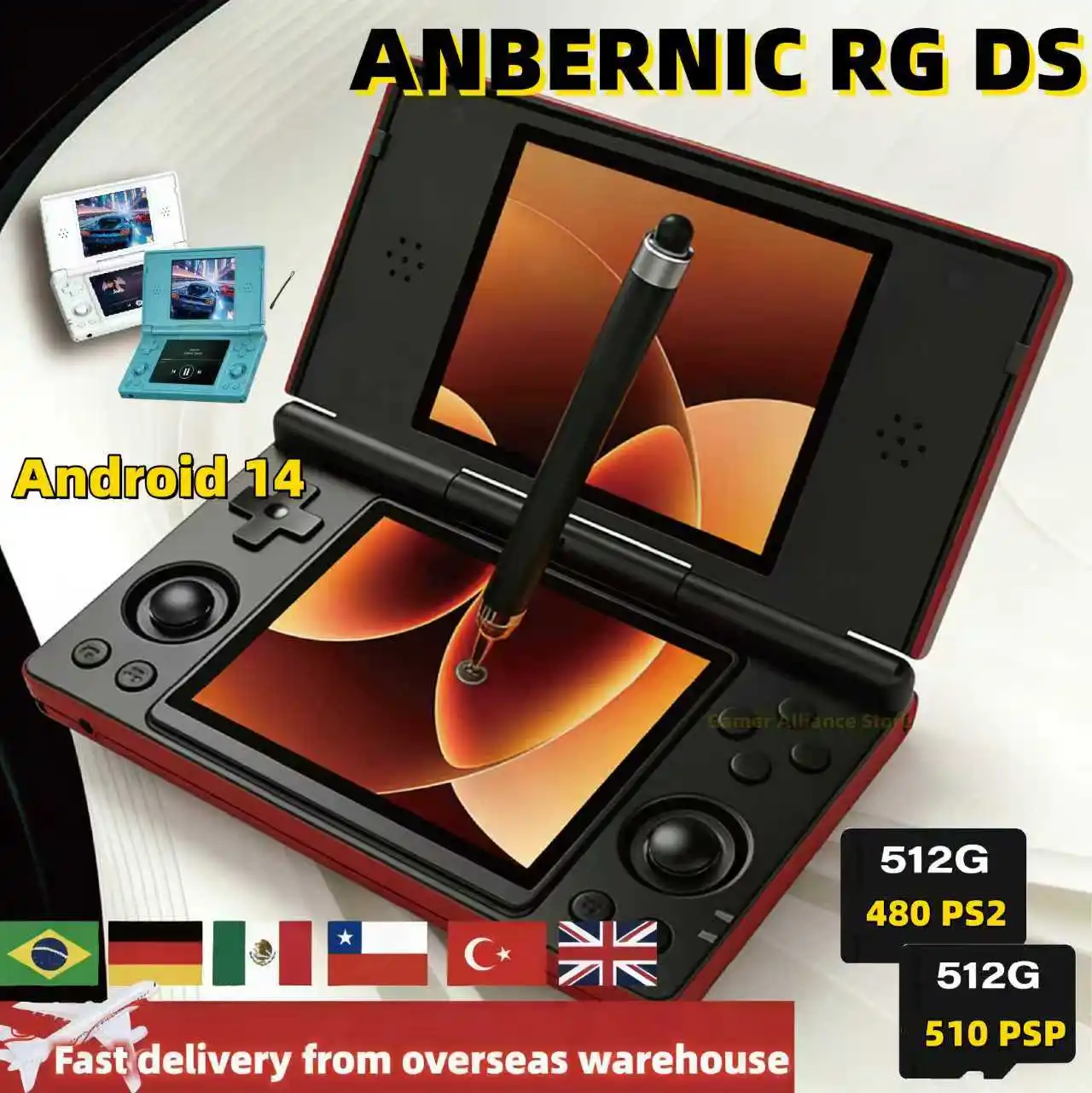 ANBERNIC RG DS Handheld Game Console Dual-screen Flip Video Games Player RK3568 64-bit 4IPS Multi-touch Screen Android14 4000mAh
ANBERNIC RG DS Handheld Game Console Dual-screen Flip Video Games Player RK3568 64-bit 4IPS Multi-touch Screen Android14 4000mAh