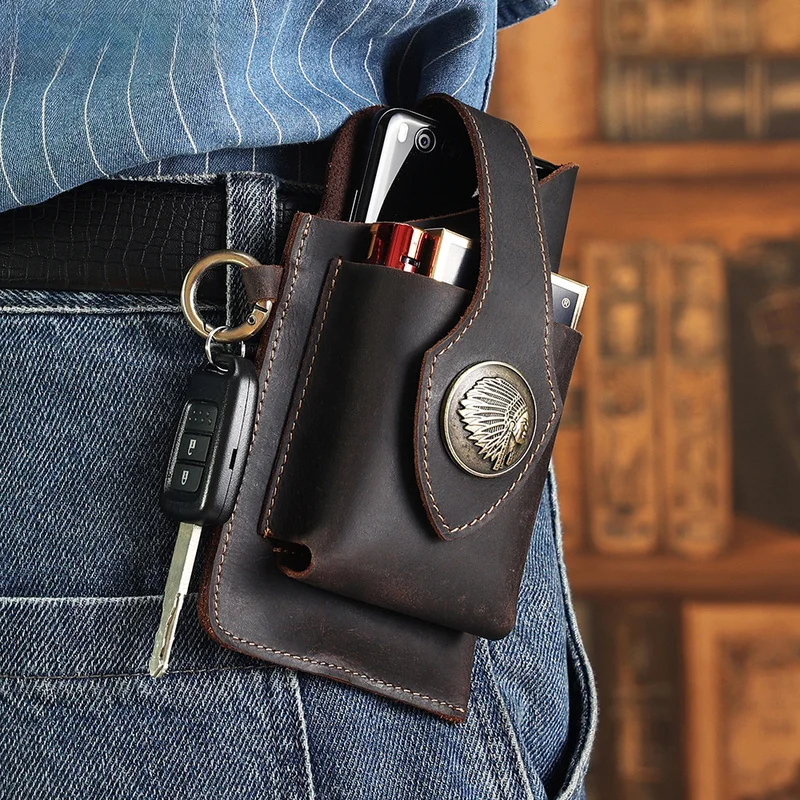 Leather mobile phone bag - Vintage cowhide men's bag - Outdoor sports tactical waist bag - Leather men's mobile phone waist bag
Leather mobile phone bag - Vintage cowhide men's bag - Outdoor sports tactical waist bag - Leather men's mobile phone waist bag