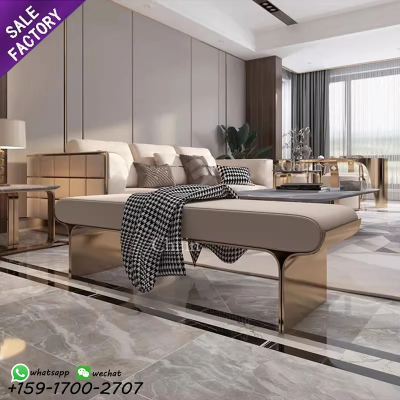 Light Luxury Italian Stainless Steel Bench Stool Modern Simple Bedroom Bed End Stool for Dressing Shoe Changing Living Room Sofa
Light Luxury Italian Stainless Steel Bench Stool Modern Simple Bedroom Bed End Stool for Dressing Shoe Changing Living Room Sofa