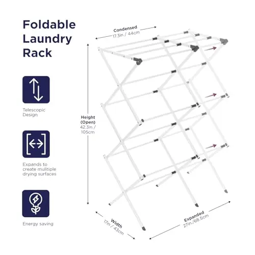 White 3-Tier Telescopic Foldable Metal Laundry Drying Rack – Expandable, Lightweight, Space-Saving Air Dryer For Garments And
White 3-Tier Telescopic Foldable Metal Laundry Drying Rack – Expandable, Lightweight, Space-Saving Air Dryer For Garments And