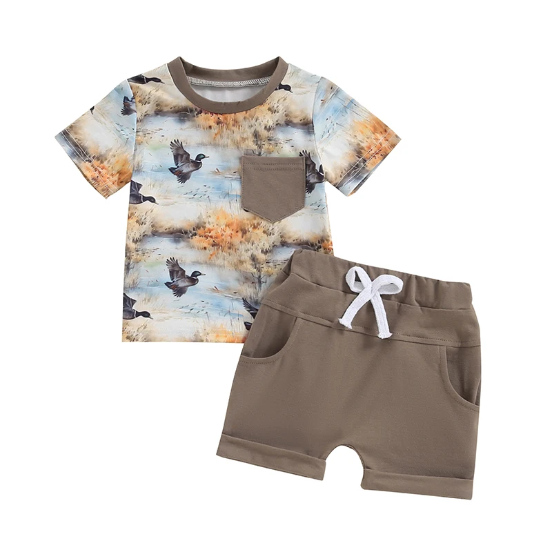 Baby Boy Summer Outfit Duck Print Short Sleeve T-Shirt Elastic Waist Shorts Baby Toddler 2 Piece Set
Baby Boy Summer Outfit Duck Print Short Sleeve T-Shirt Elastic Waist Shorts Baby Toddler 2 Piece Set