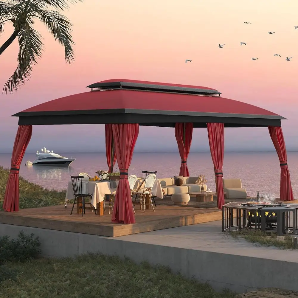 Outdoor Patio Gazebo 10'x20', CPAI-84 Heavy Duty Party Tent & Shelter with Double Roos, Mosquito Netting and Privacy Curtains or
Outdoor Patio Gazebo 10'x20', CPAI-84 Heavy Duty Party Tent & Shelter with Double Roos, Mosquito Netting and Privacy Curtains or