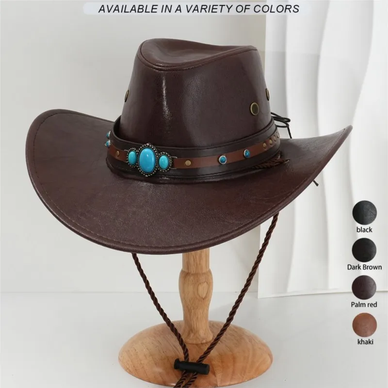 Men's and women's top hats leather three personalized ones with inlaid spikes
Men's and women's top hats leather three personalized ones with inlaid spikes