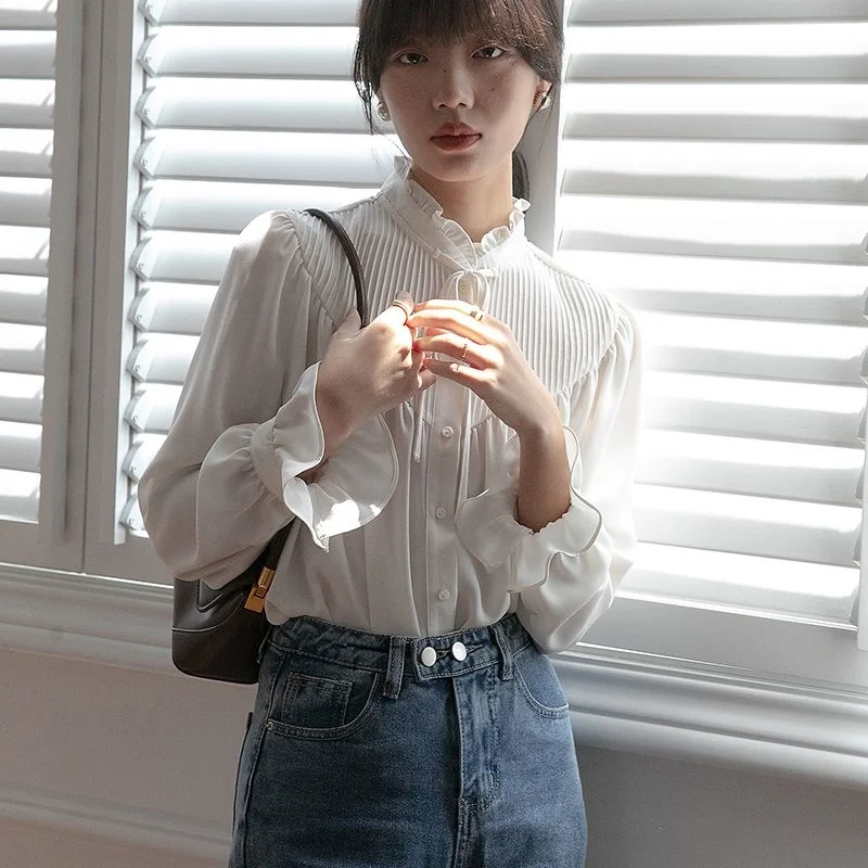 White Women's 2023 Autumn Winter Edge Collar with Style Blusas Clothes for Women Shirts Blouse
White Women's 2023 Autumn Winter Edge Collar with Style Blusas Clothes for Women Shirts Blouse