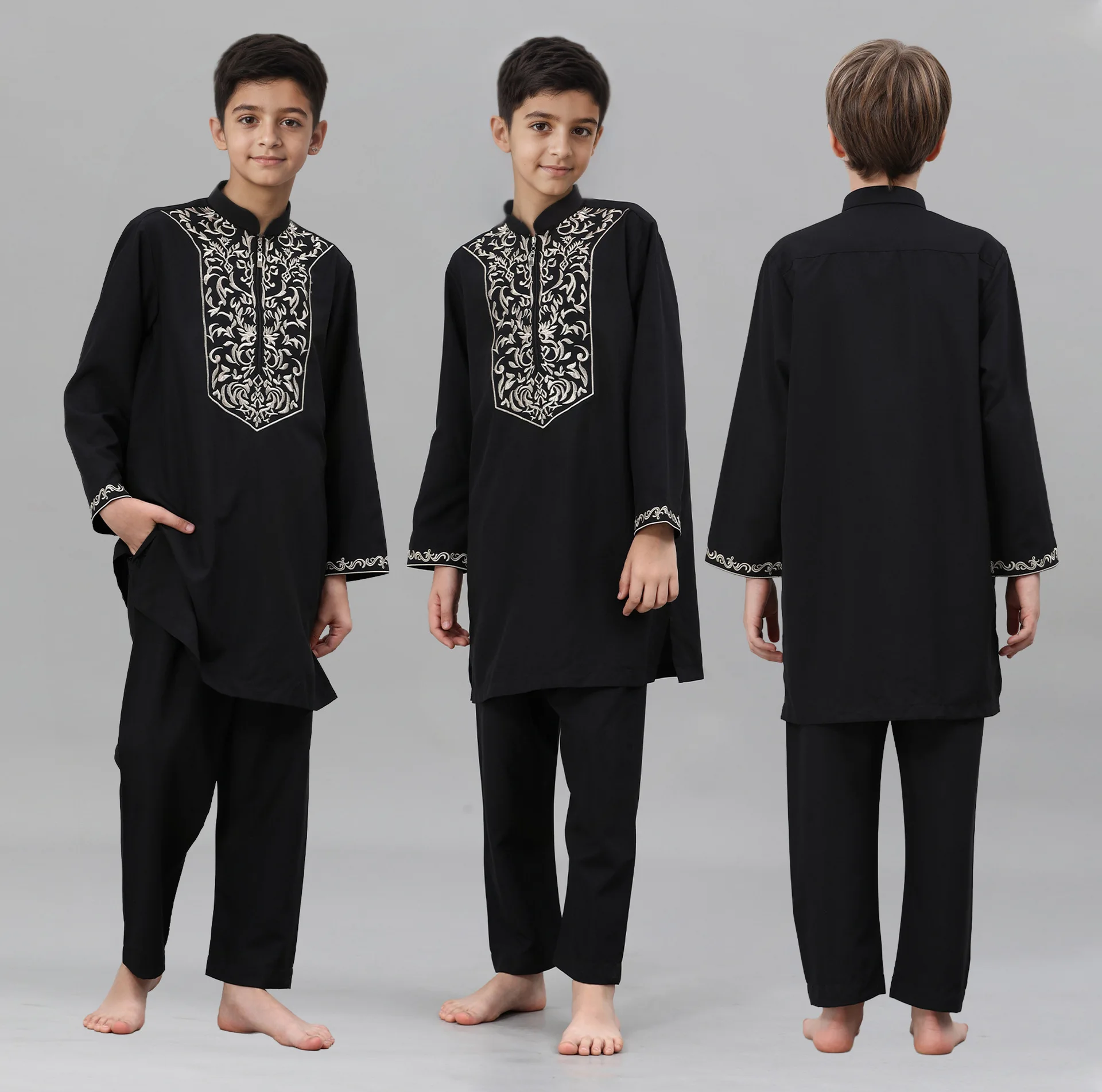 Middle Eastern Boys Muslim Traditional Daffah Dishdasha Embroidered 2Pcs Set Top Pants Kids Prayer Outfit Jubba Thobe Abaya Suit
Middle Eastern Boys Muslim Traditional Daffah Dishdasha Embroidered 2Pcs Set Top Pants Kids Prayer Outfit Jubba Thobe Abaya Suit
