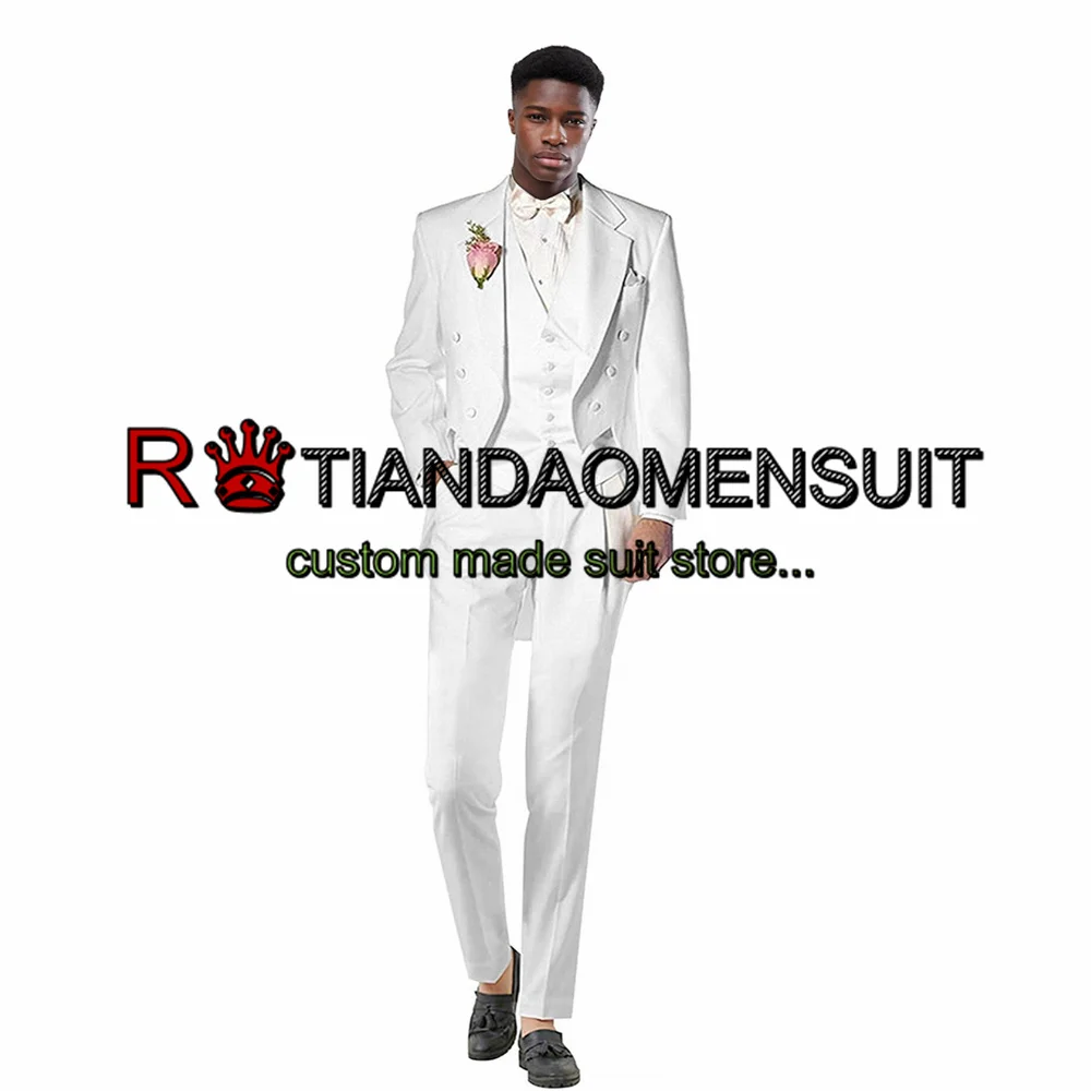 White Wedding Tuxedo Men's Suit 3 Piece Long Jacket Pants Vest Formal Party Dress Lapel Blazer Set trajes de hombre
White Wedding Tuxedo Men's Suit 3 Piece Long Jacket Pants Vest Formal Party Dress Lapel Blazer Set trajes de hombre
