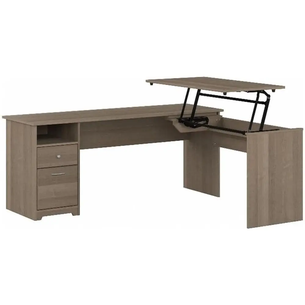 L-Shaped Standing Desk with Drawers and Lockable Storage | 72W x 23D x 42H Sit-Stand Table with Built-In Shelving
L-Shaped Standing Desk with Drawers and Lockable Storage | 72W x 23D x 42H Sit-Stand Table with Built-In Shelving