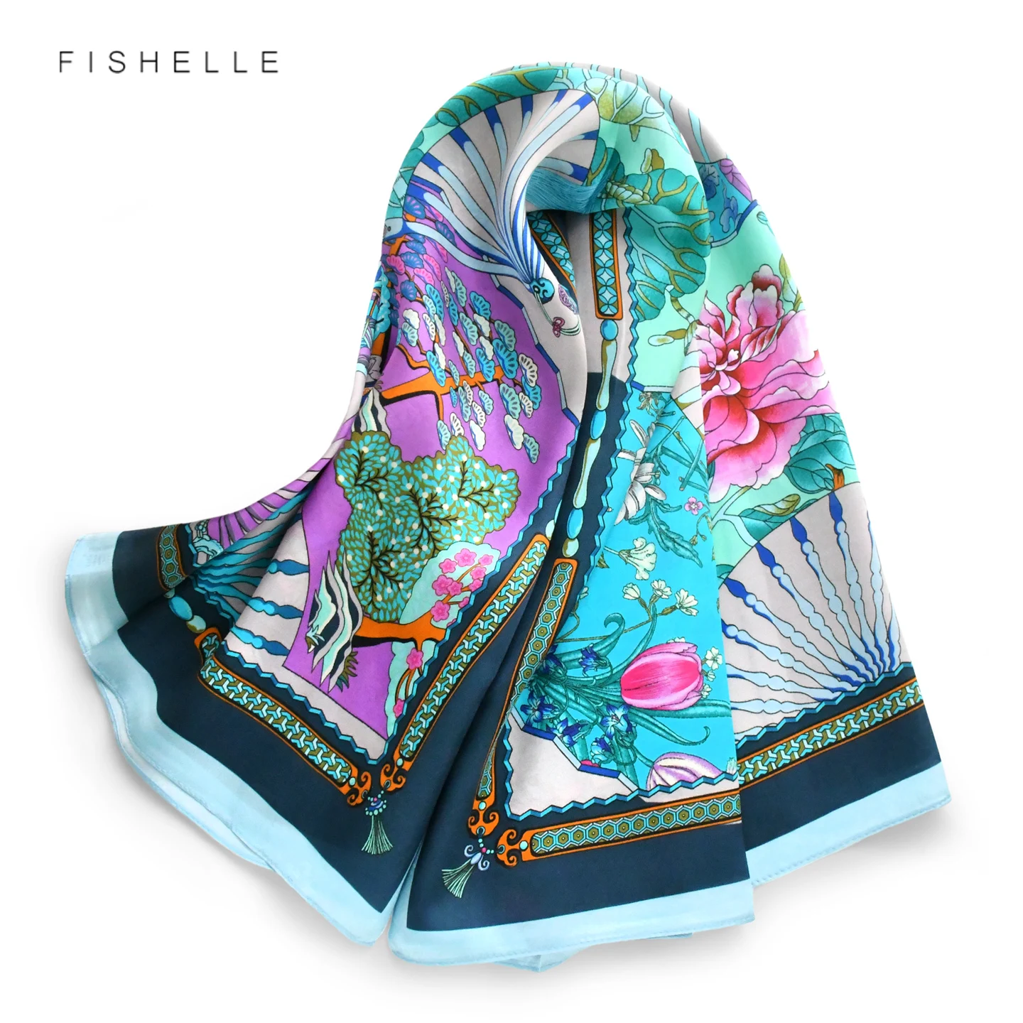 Cyan Chinese-style 100% Silk Scarf Wrap Shawl Women Bandana Luxury Hijab 90CM Silk Satin Headscarf Neckerchief Female Gift
Cyan Chinese-style 100% Silk Scarf Wrap Shawl Women Bandana Luxury Hijab 90CM Silk Satin Headscarf Neckerchief Female Gift