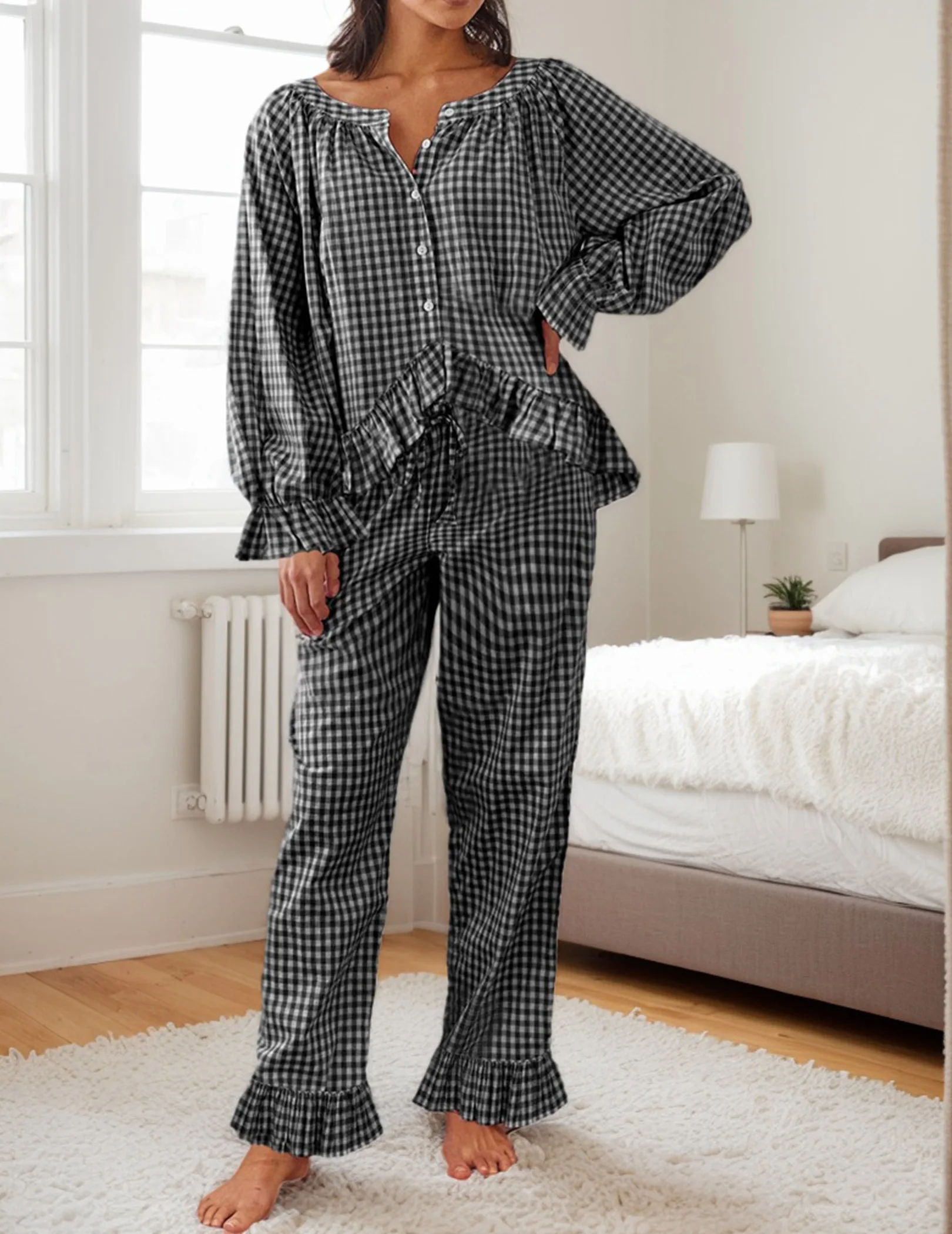 Women Long Sleeve Babydoll Shirt Pant MatchingLounge Set Fall Outfits
Women Long Sleeve Babydoll Shirt Pant MatchingLounge Set Fall Outfits