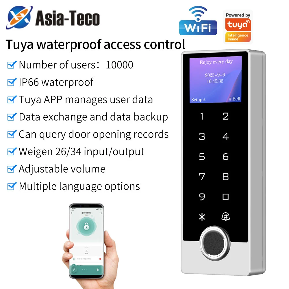 Support Tuya app WIFI waterproof access control fingerprint password unlock 125KHZ ID with screen door access control system
Support Tuya app WIFI waterproof access control fingerprint password unlock 125KHZ ID with screen door access control system