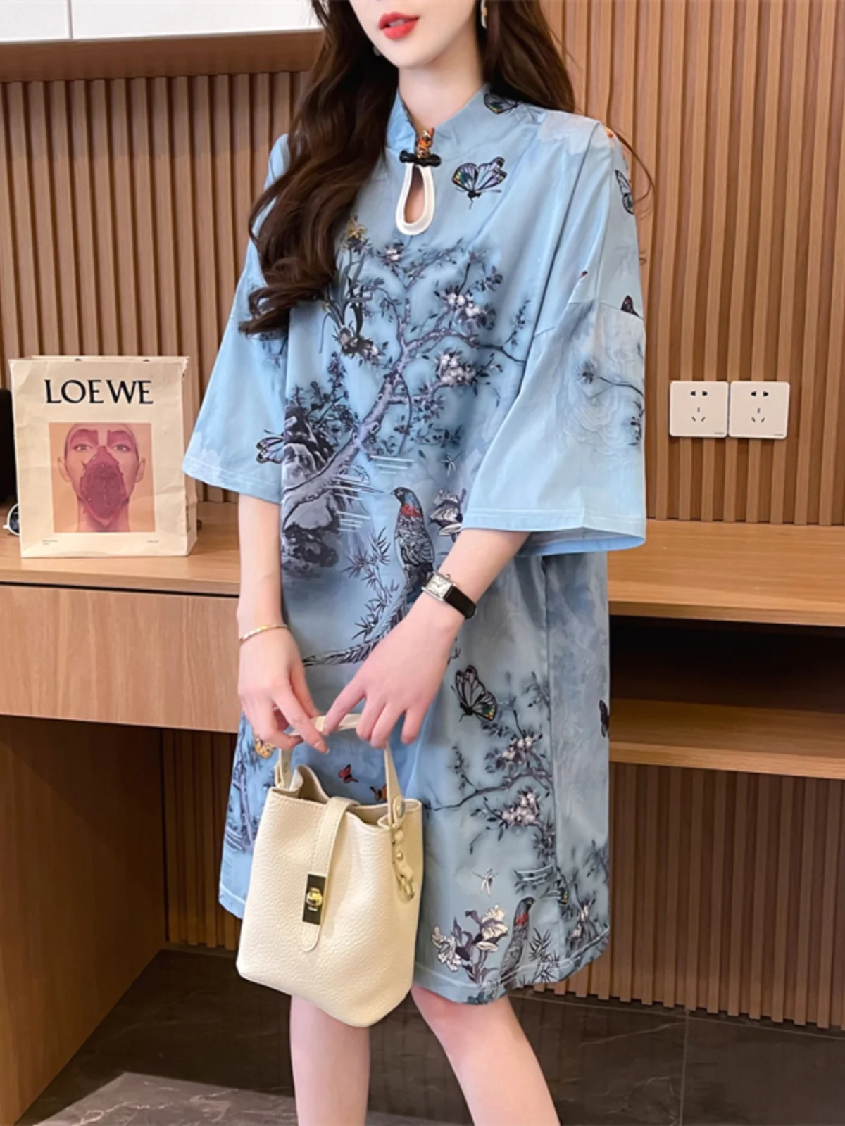 Ele Mid-Length Dr for Women Retro Sle plus Size Summer Faionable Casual Chinese Sle Polyester Fiber
Ele Mid-Length Dr for Women Retro Sle plus Size Summer Faionable Casual Chinese Sle Polyester Fiber