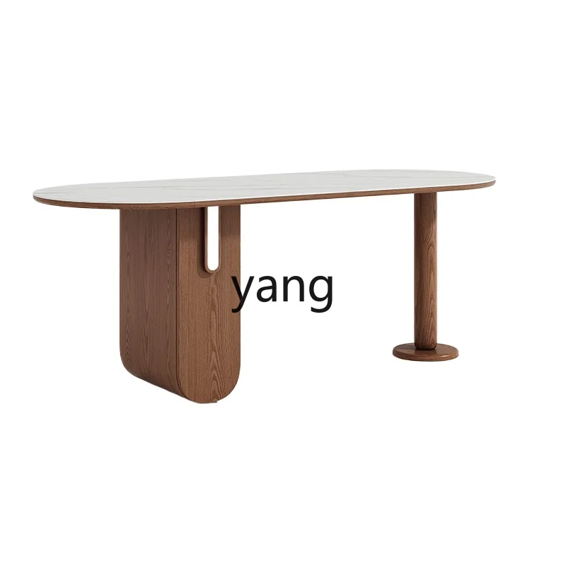 LMM foldable rock slab dining table solid wood dining table retro style oval dining table and chair combination
LMM foldable rock slab dining table solid wood dining table retro style oval dining table and chair combination